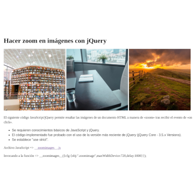Imagen, foto o portada de Código para hacer zoom en imágenes con jQuery