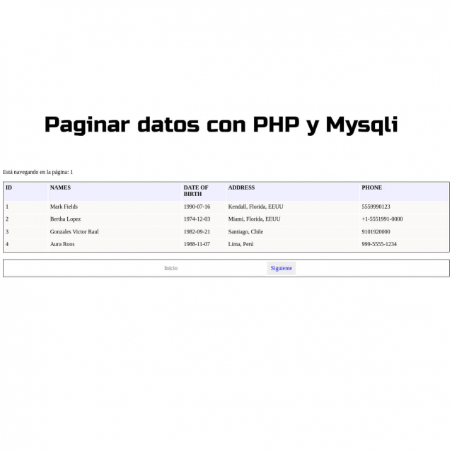 Imagen, foto o portada de Paginar datos con Php y Mysqli