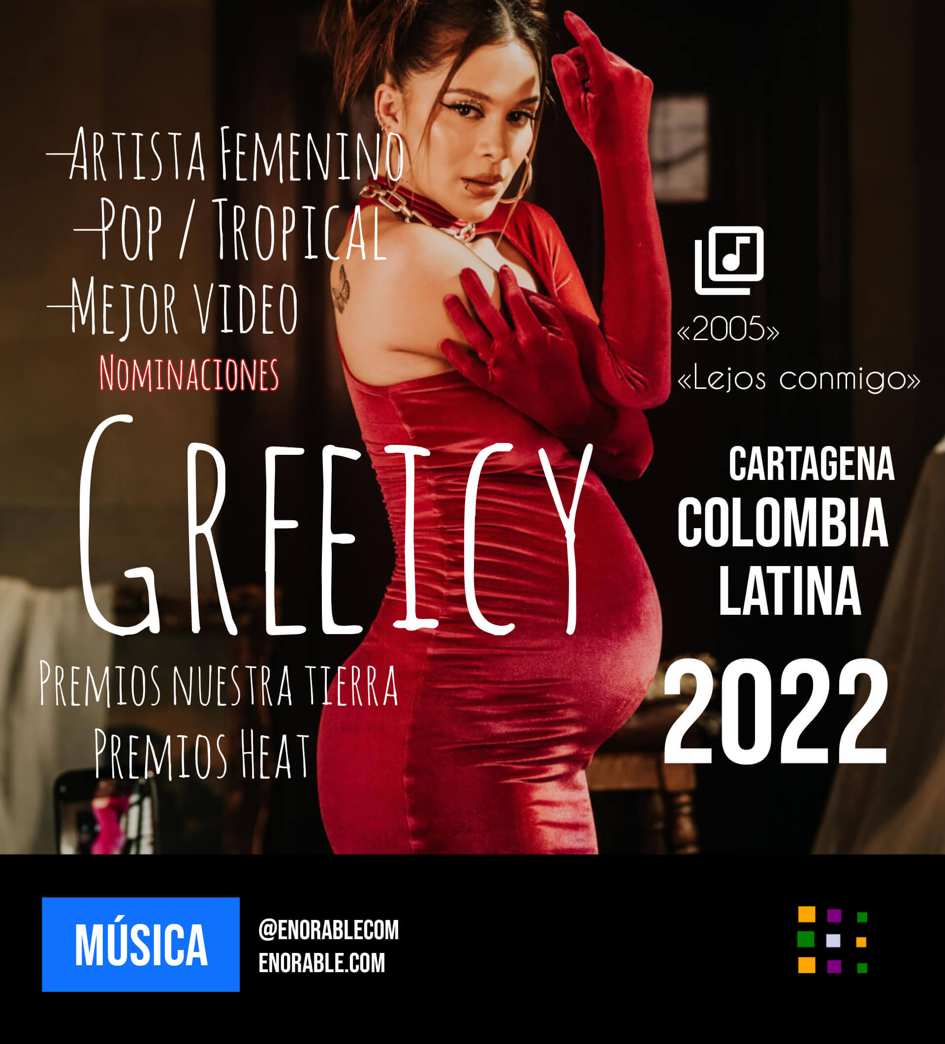 Imagen, foto o portada de Greeicy celebra sus nominaciones a Los Premios Nuestra Tierra y Los Premios Heat 2022